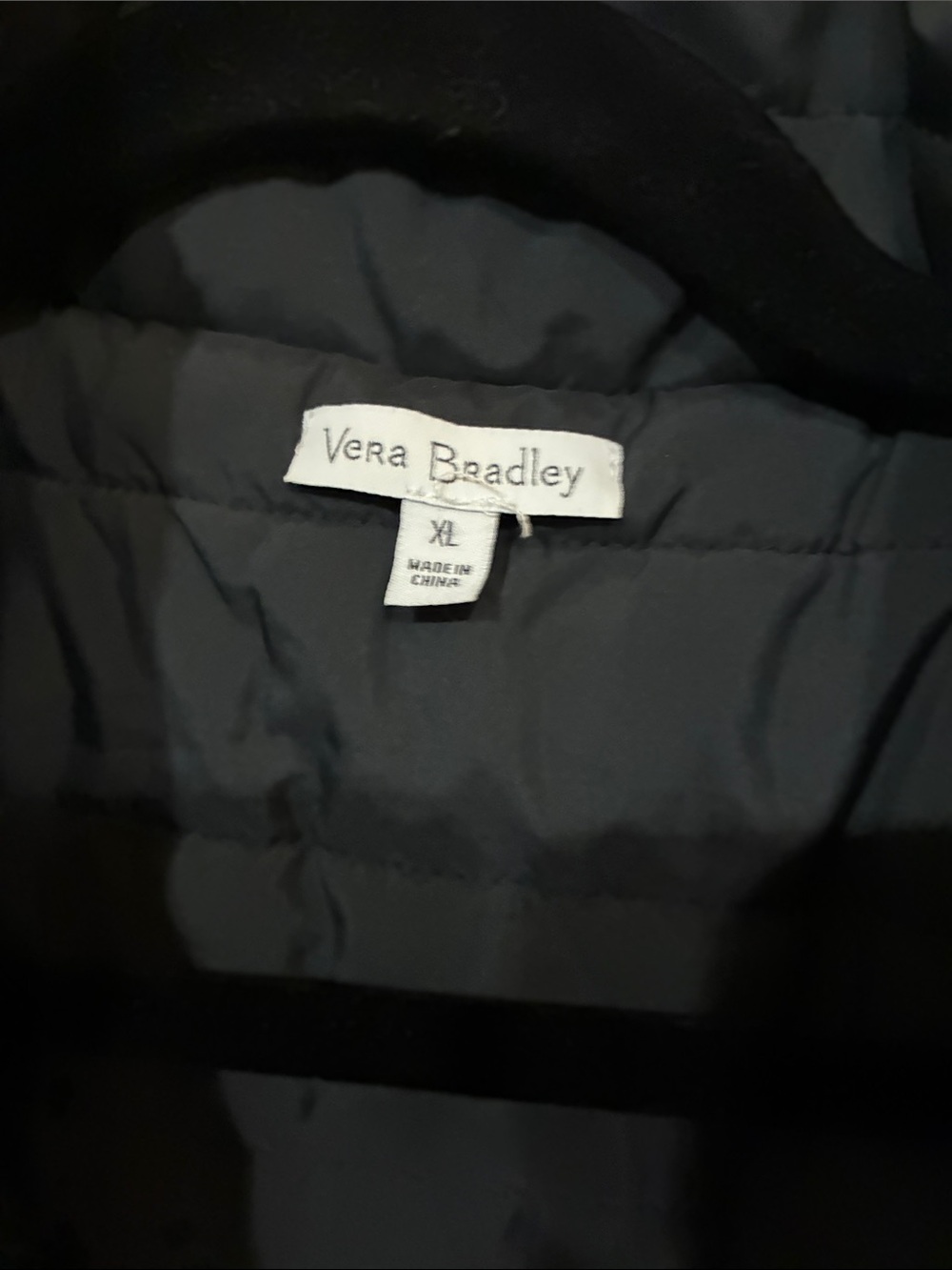 Vera Bradley reversible puffer jacket black and white plaid adorned butterflies - Picture 4 of 10